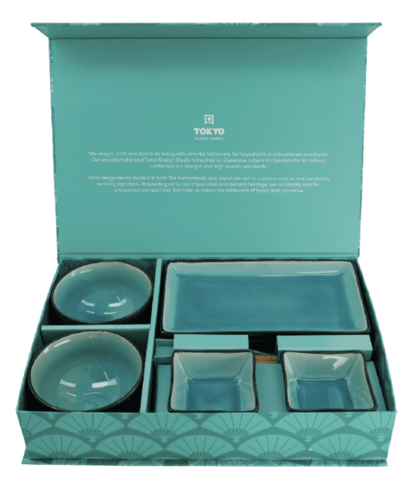 TOKYO DESIGN - COFFRET BOLS ET ASSIETTES TURQUOISE